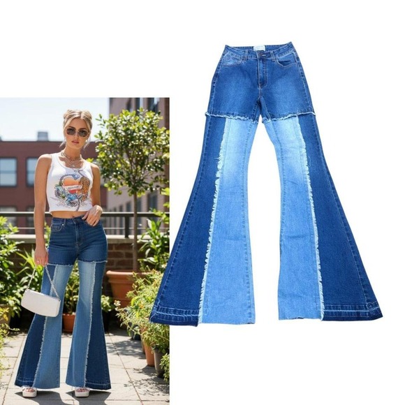 Denim - y2k Patchwork high waist flare jeans size 25 waist